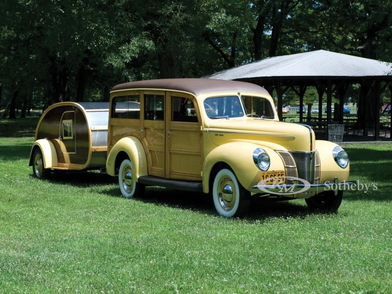1940 Ford Deluxe Station Wagon with Matching Trailer